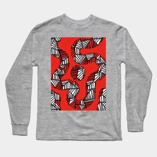 Geometric Red and Black Long Sleeve T-Shirt